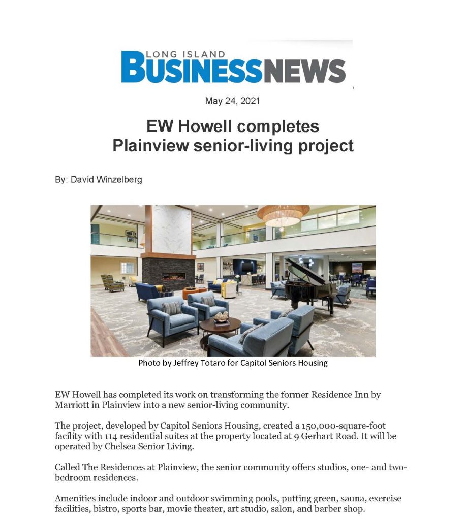 EW Howell Completes Plainview Senior Living Project
