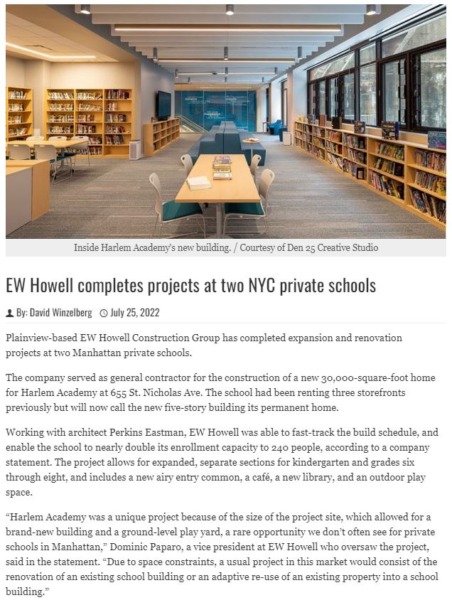 EW Howell Long Island Business News NYC Private Schools Column